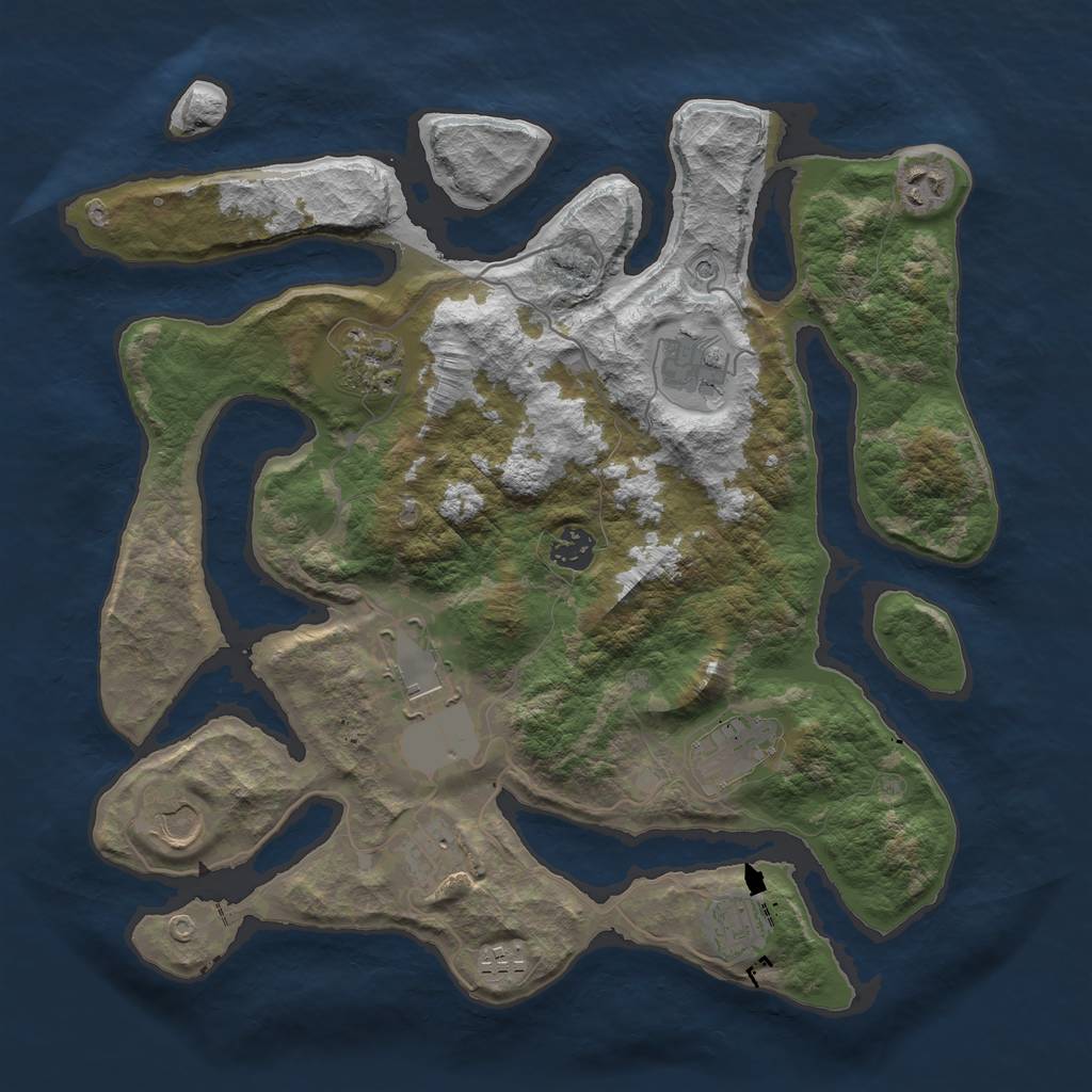 Rust Map: Barren, Size: 3750, Seed: 1377121067, 13 Monuments