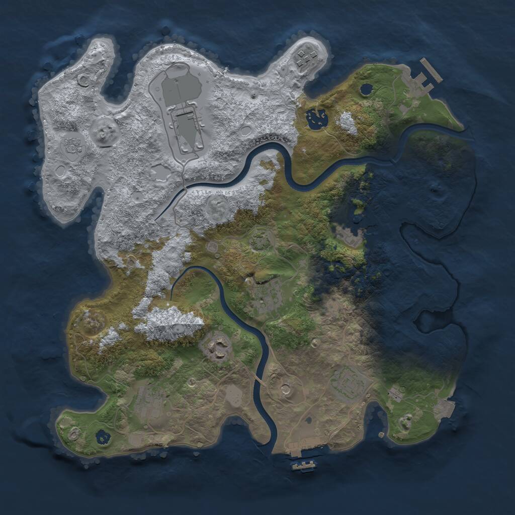 Rust Map: Procedural Map, Size: 3500, Seed: 967910, 14 Monuments
