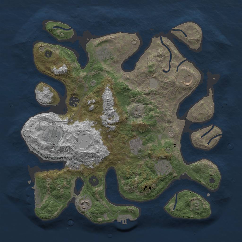 Rust Map: Procedural Map, Size: 3500, Seed: 572349258, 16 Monuments