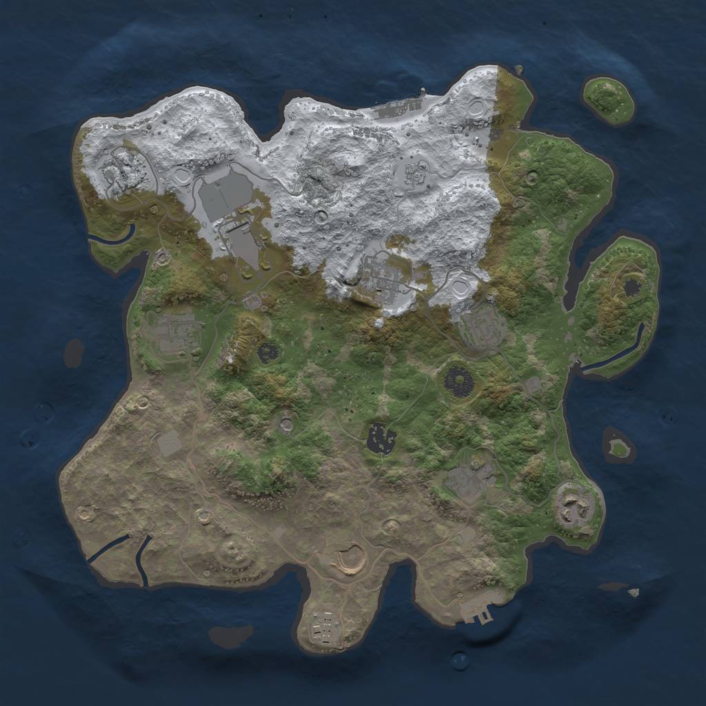 Rust Map: Procedural Map, Size: 3500, Seed: 8376072, 19 Monuments