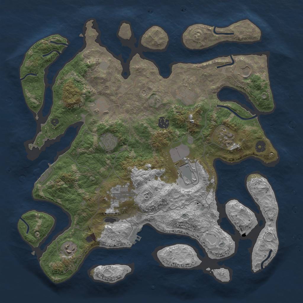 Rust Map: Procedural Map, Size: 4000, Seed: 1406384, 17 Monuments