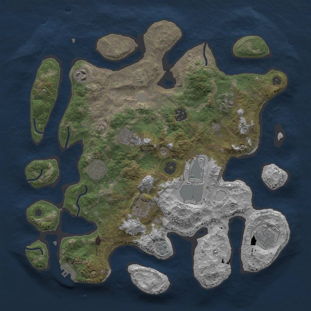Rust Map: Procedural Map, Size: 3700, Seed: 13121, 16 Monuments