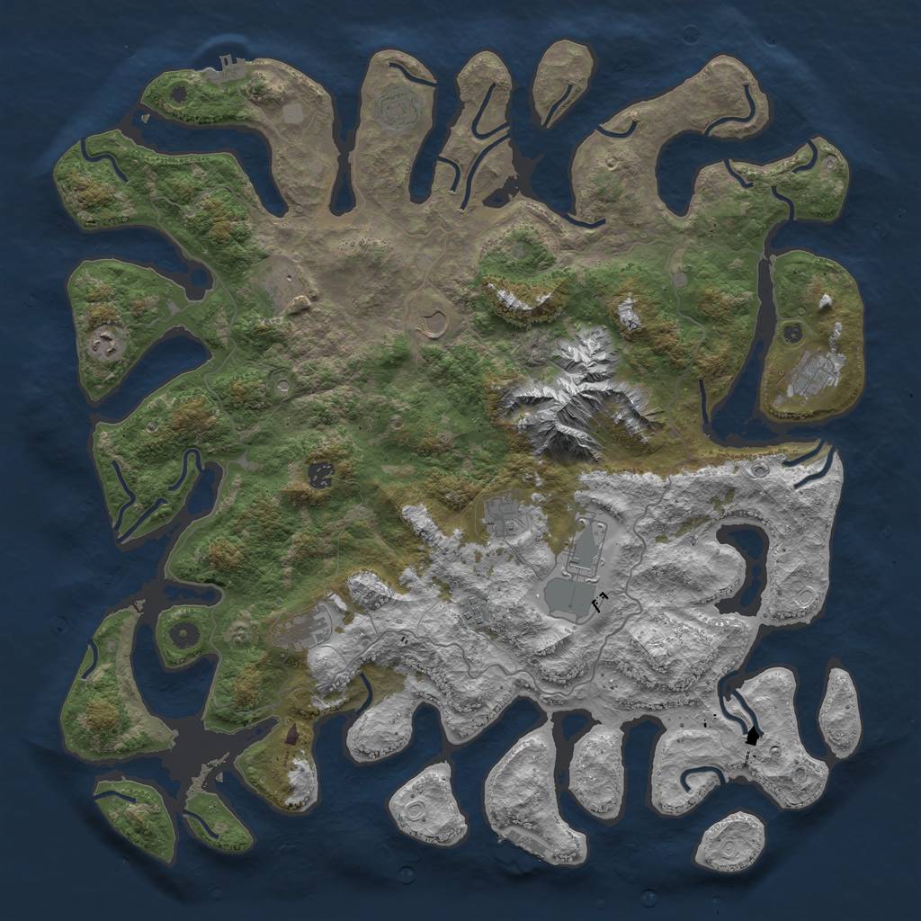 Rust Map: Procedural Map, Size: 5000, Seed: 34299063, 18 Monuments