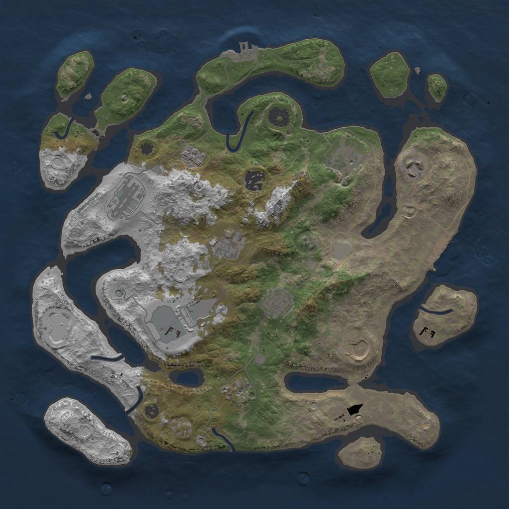 Rust Map: Procedural Map, Size: 3700, Seed: 8765, 18 Monuments