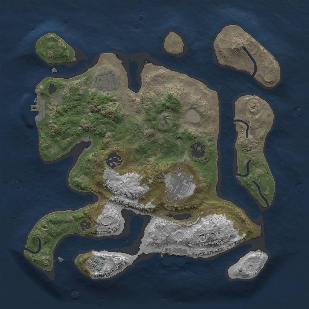 Rust Map: Procedural Map, Size: 3000, Seed: 433126063, 11 Monuments