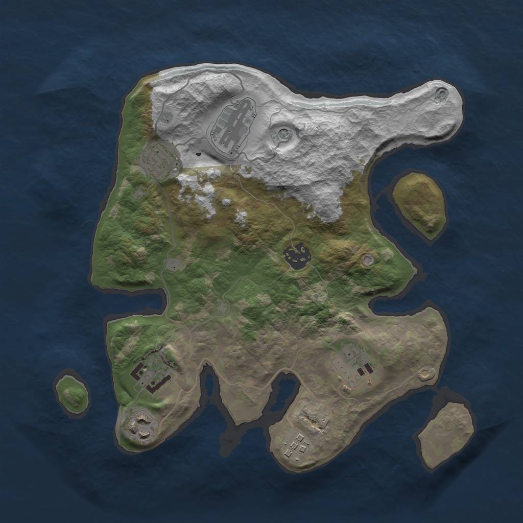 Rust Map: Barren, Size: 3000, Seed: 1423283034, 10 Monuments