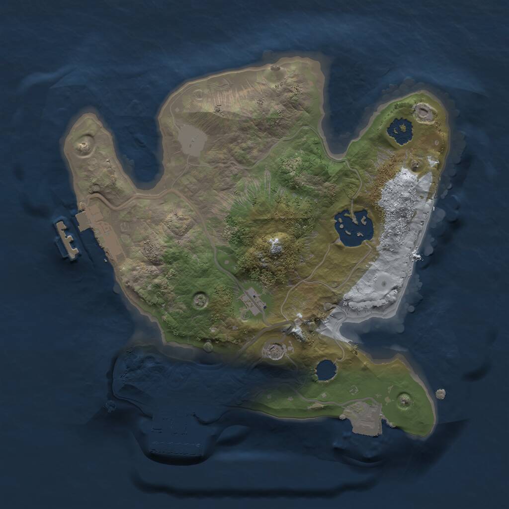 Rust Map: Procedural Map, Size: 2000, Seed: 1638, 5 Monuments