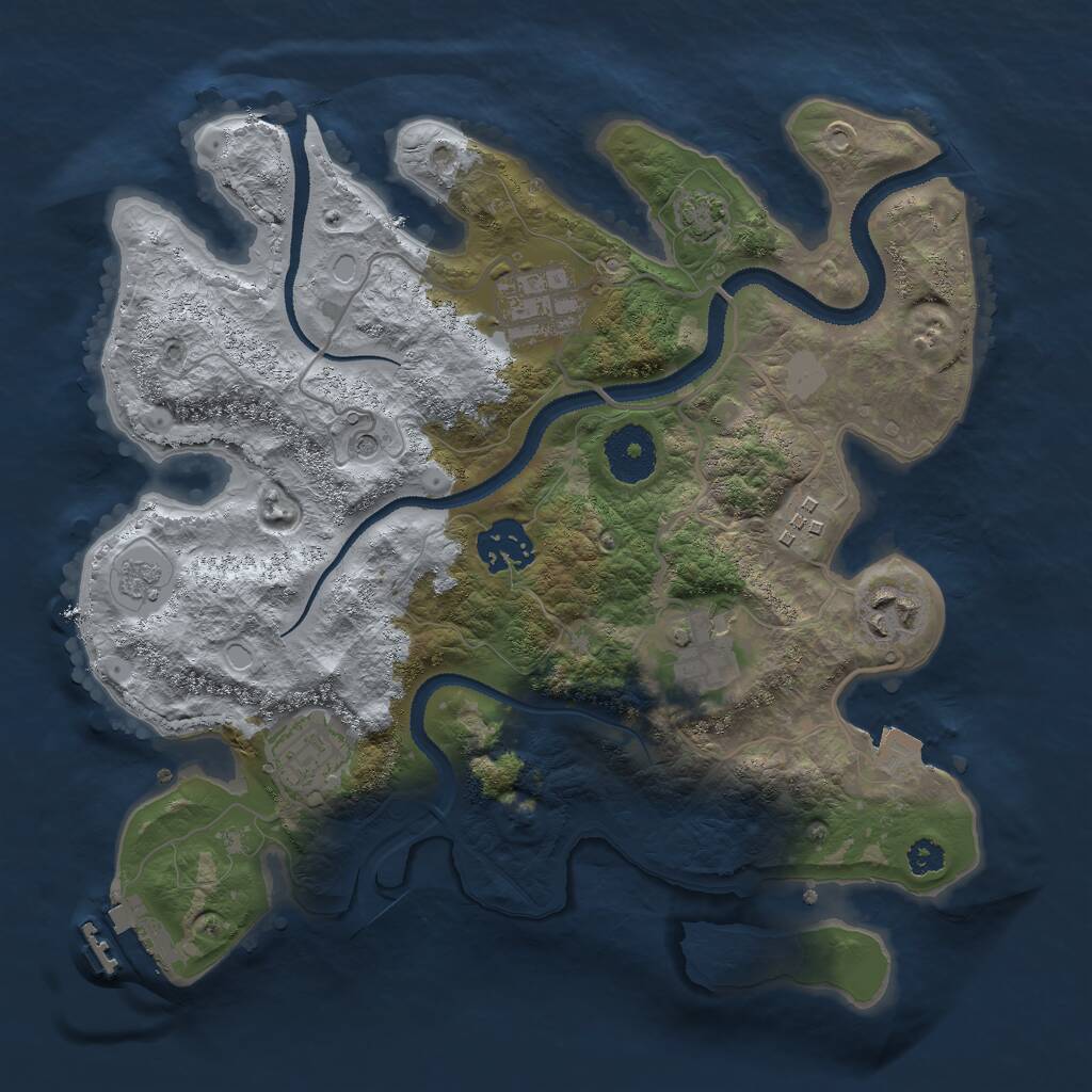 Rust Map: Procedural Map, Size: 3000, Seed: 987465421, 11 Monuments