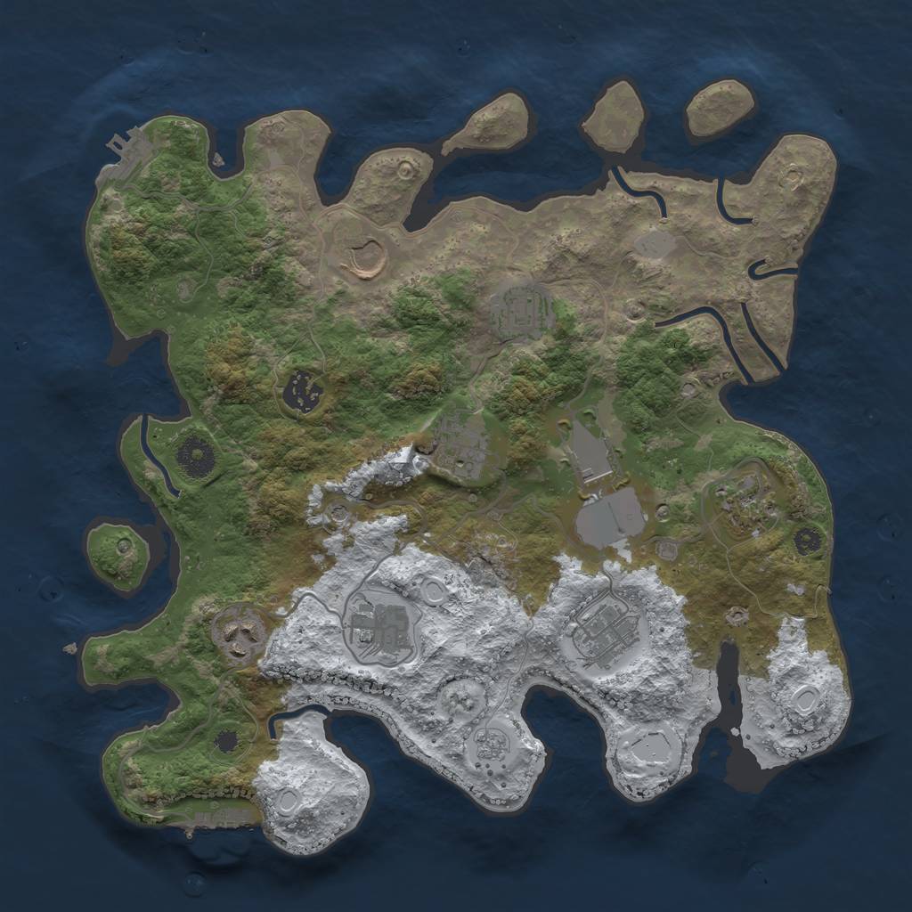 Rust Map: Procedural Map, Size: 3500, Seed: 3465, 18 Monuments