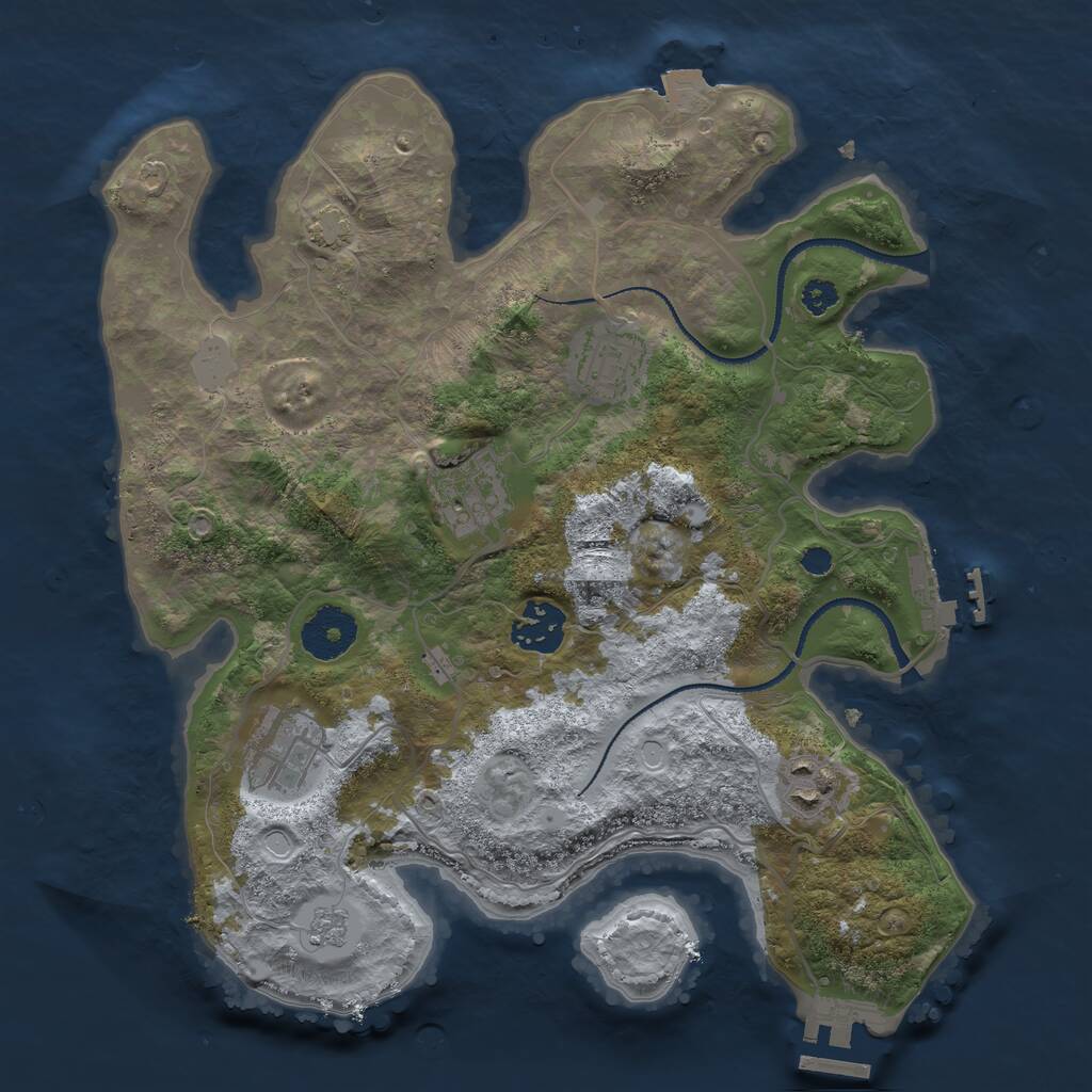 Rust Map: Procedural Map, Size: 3100, Seed: 1633154240, 10 Monuments