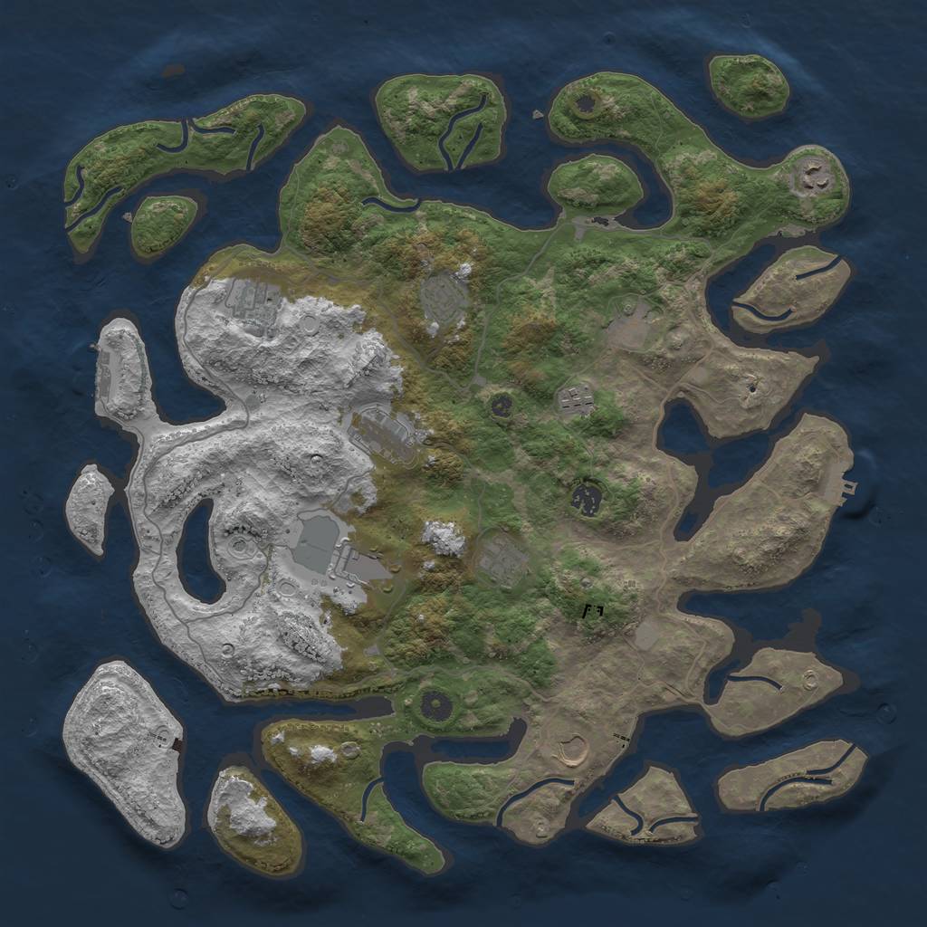 Rust Map: Procedural Map, Size: 4500, Seed: 32543, 18 Monuments