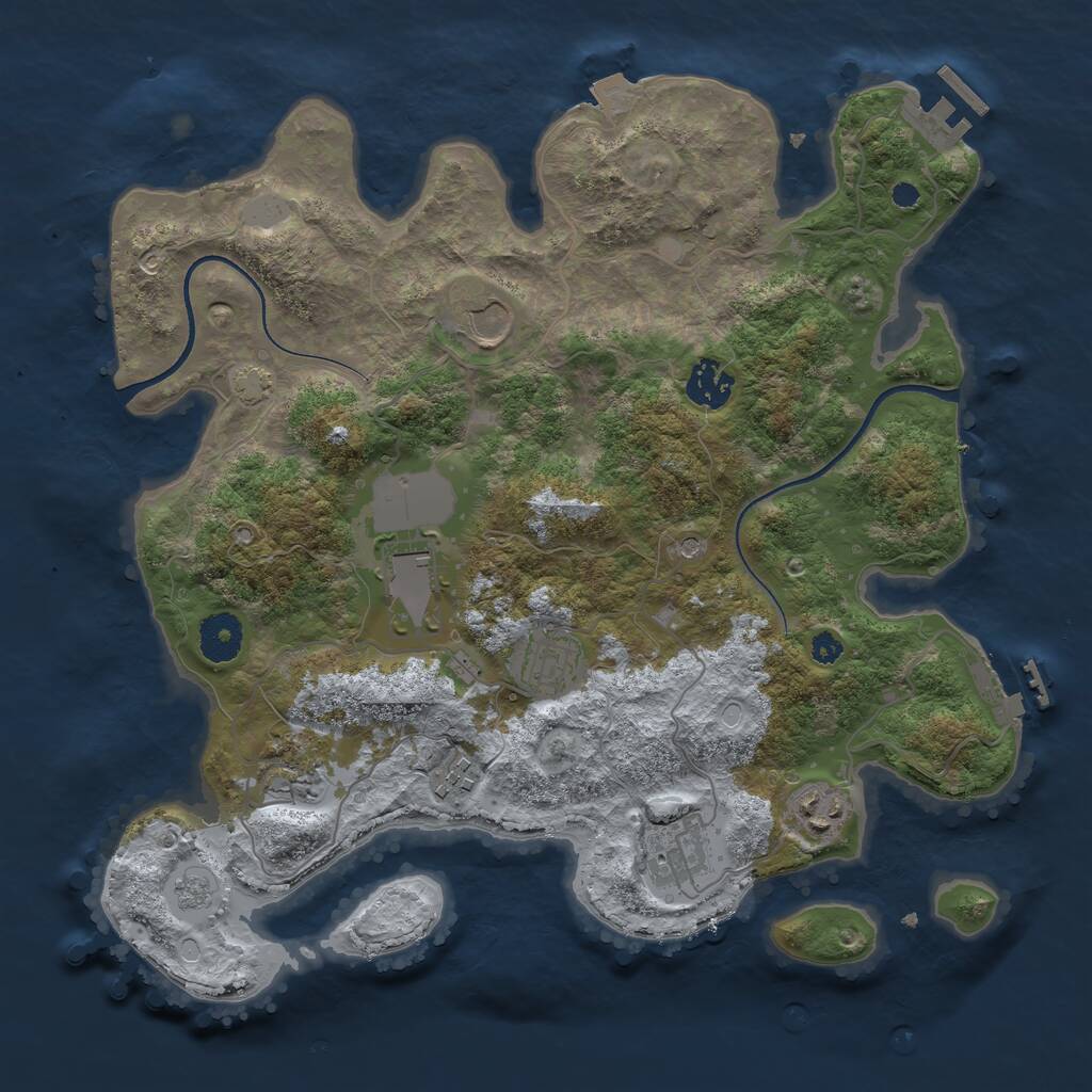 Rust Map: Procedural Map, Size: 3500, Seed: 1438211934, 14 Monuments