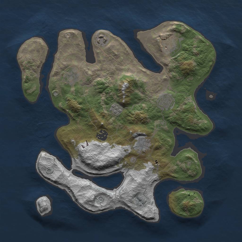 Rust Map: Barren, Size: 3300, Seed: 6738, 10 Monuments