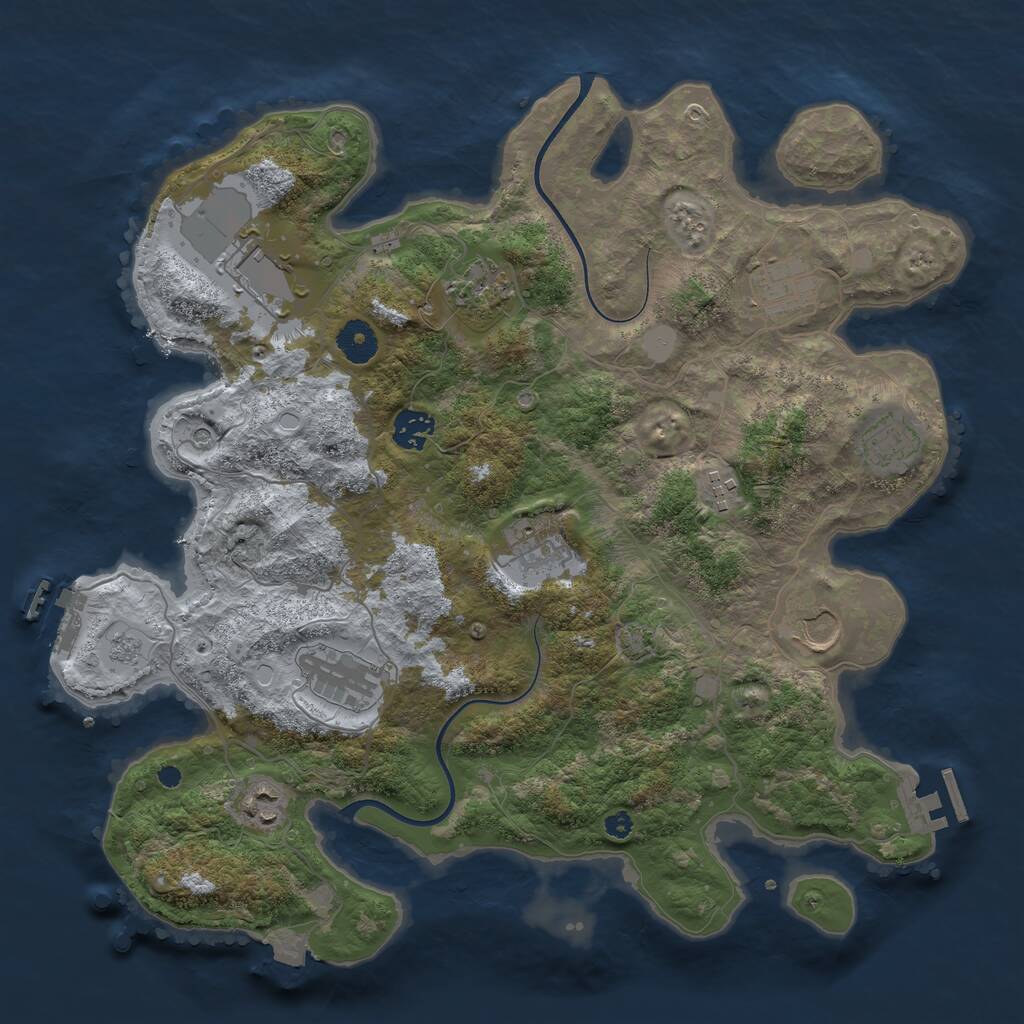 Rust Map: Procedural Map, Size: 3750, Seed: 4790246, 16 Monuments