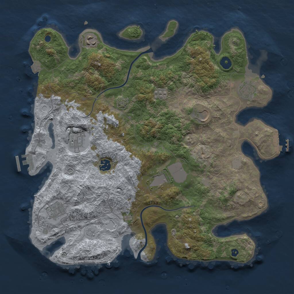 Rust Map: Procedural Map, Size: 3800, Seed: 560673743, 14 Monuments