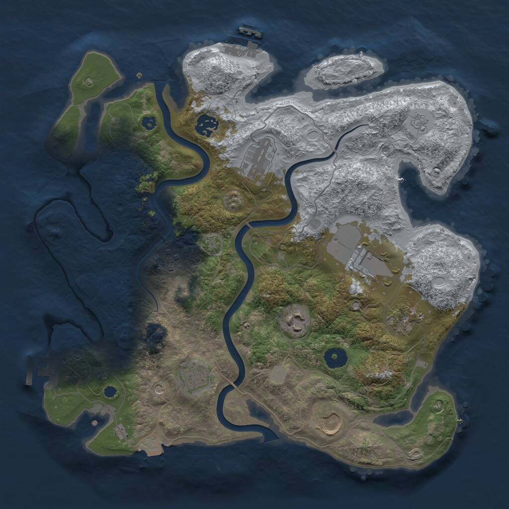 Rust Map: Procedural Map, Size: 3500, Seed: 1183529028, 14 Monuments