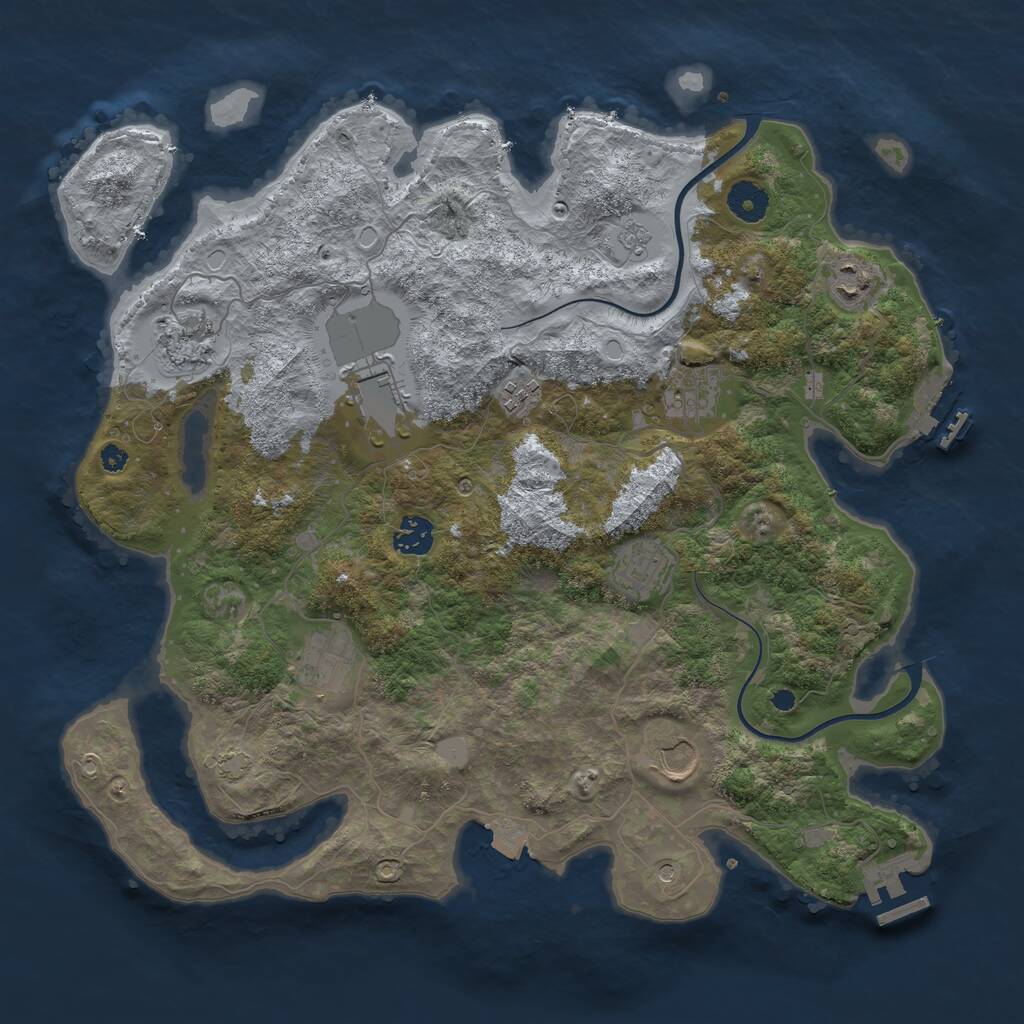 Rust Map: Procedural Map, Size: 3800, Seed: 45, 15 Monuments