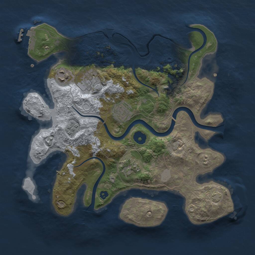 Rust Map: Procedural Map, Size: 3000, Seed: 57457, 8 Monuments