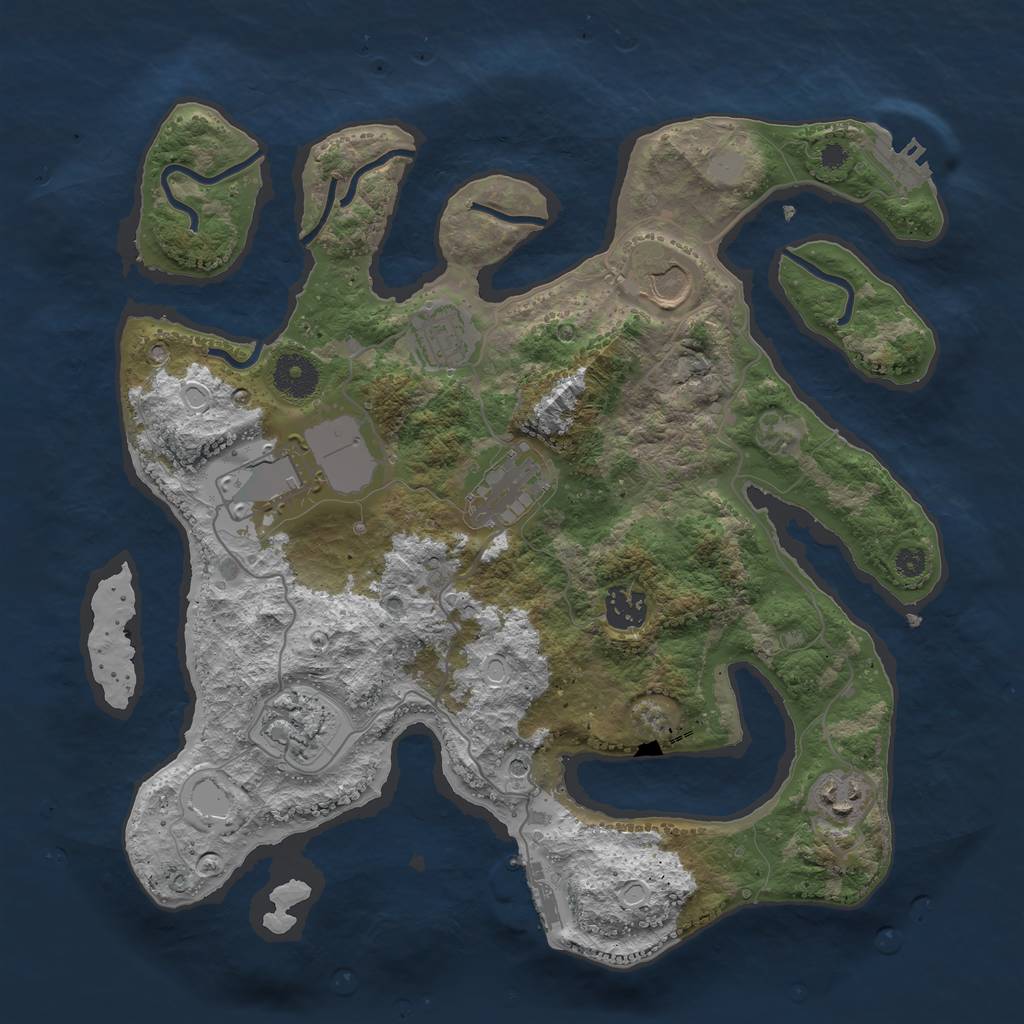 Rust Map: Procedural Map, Size: 3500, Seed: 34673223, 15 Monuments