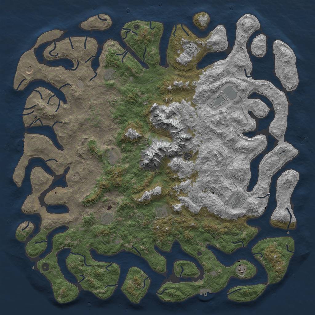 Rust Map: Procedural Map, Size: 6000, Seed: 45621312, 19 Monuments