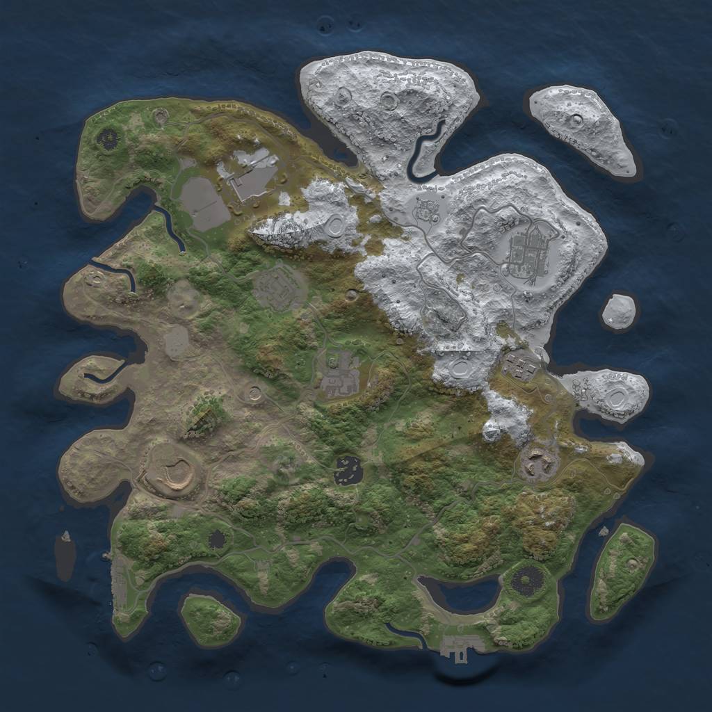 Rust Map: Procedural Map, Size: 3500, Seed: 725351493, 17 Monuments