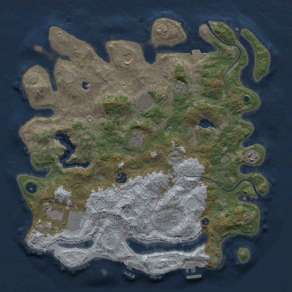 Rust Map: Procedural Map, Size: 4000, Seed: 18876, 14 Monuments