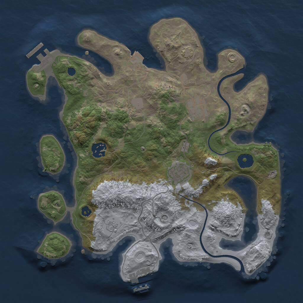 Rust Map: Procedural Map, Size: 3000, Seed: 2046575830, 9 Monuments