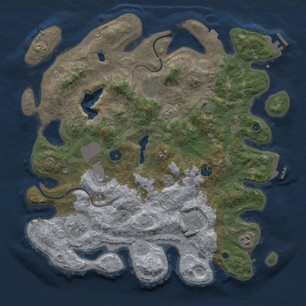 Rust Map: Procedural Map, Size: 4000, Seed: 1234587788, 13 Monuments