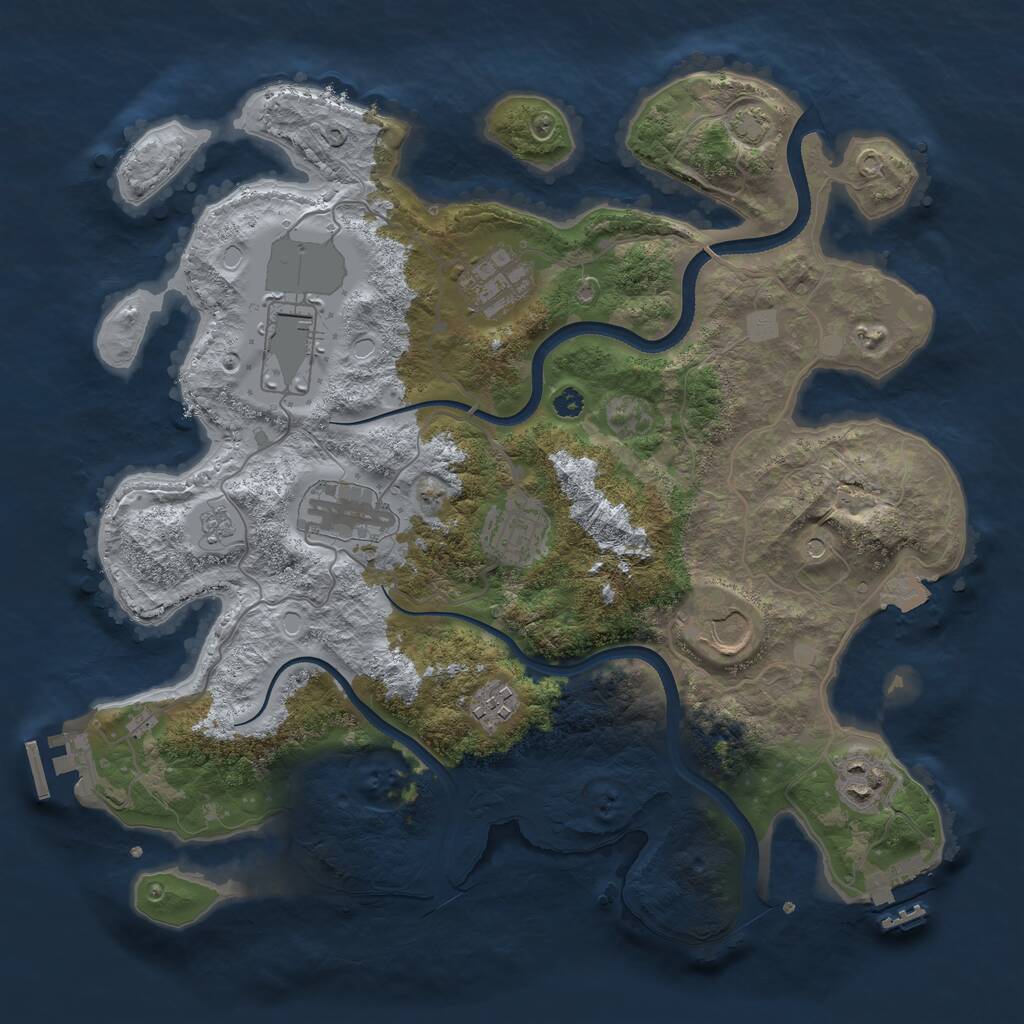 Rust Map: Procedural Map, Size: 3500, Seed: 8016276, 13 Monuments