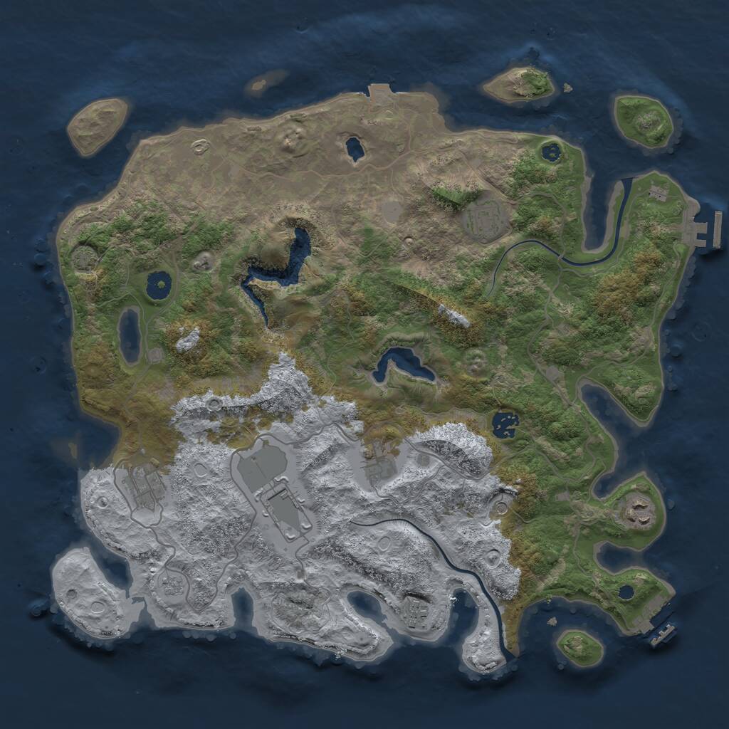 Rust Map: Procedural Map, Size: 4000, Seed: 203115863, 13 Monuments