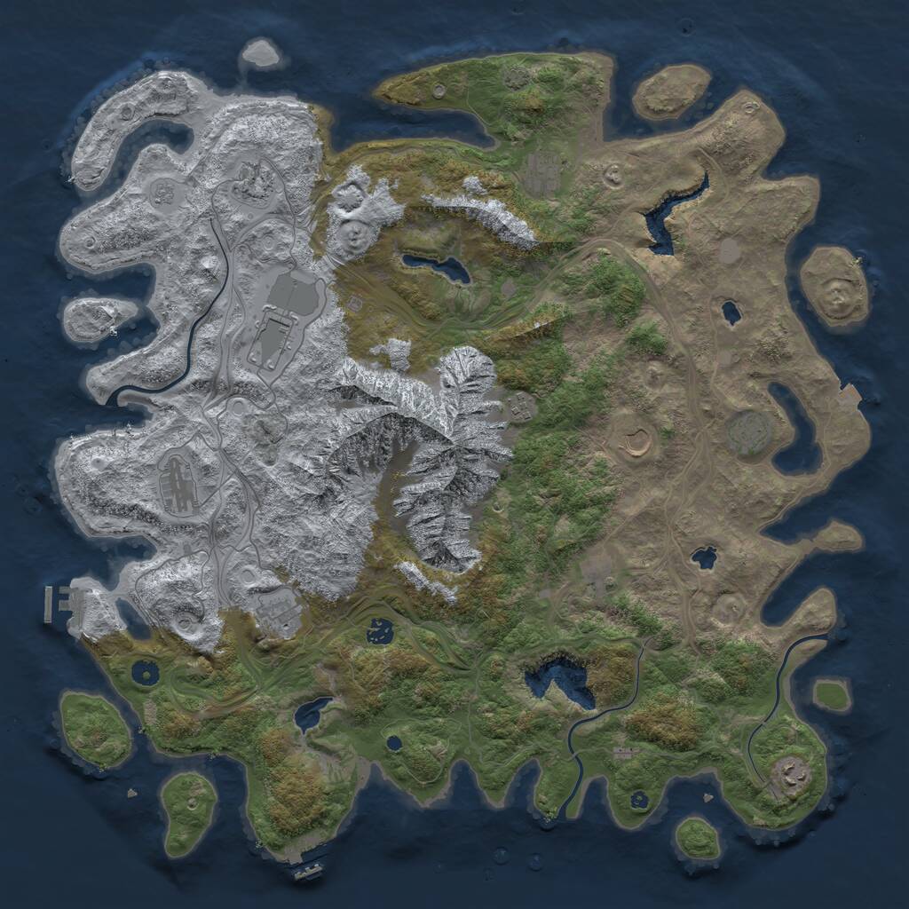 Rust Map: Procedural Map, Size: 5000, Seed: 1237, 17 Monuments
