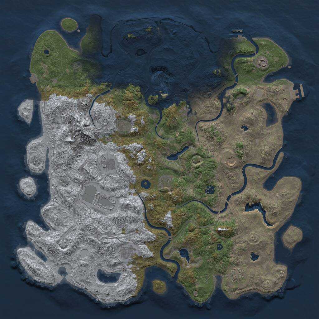 Rust Map: Procedural Map, Size: 5000, Seed: 12191412, 17 Monuments