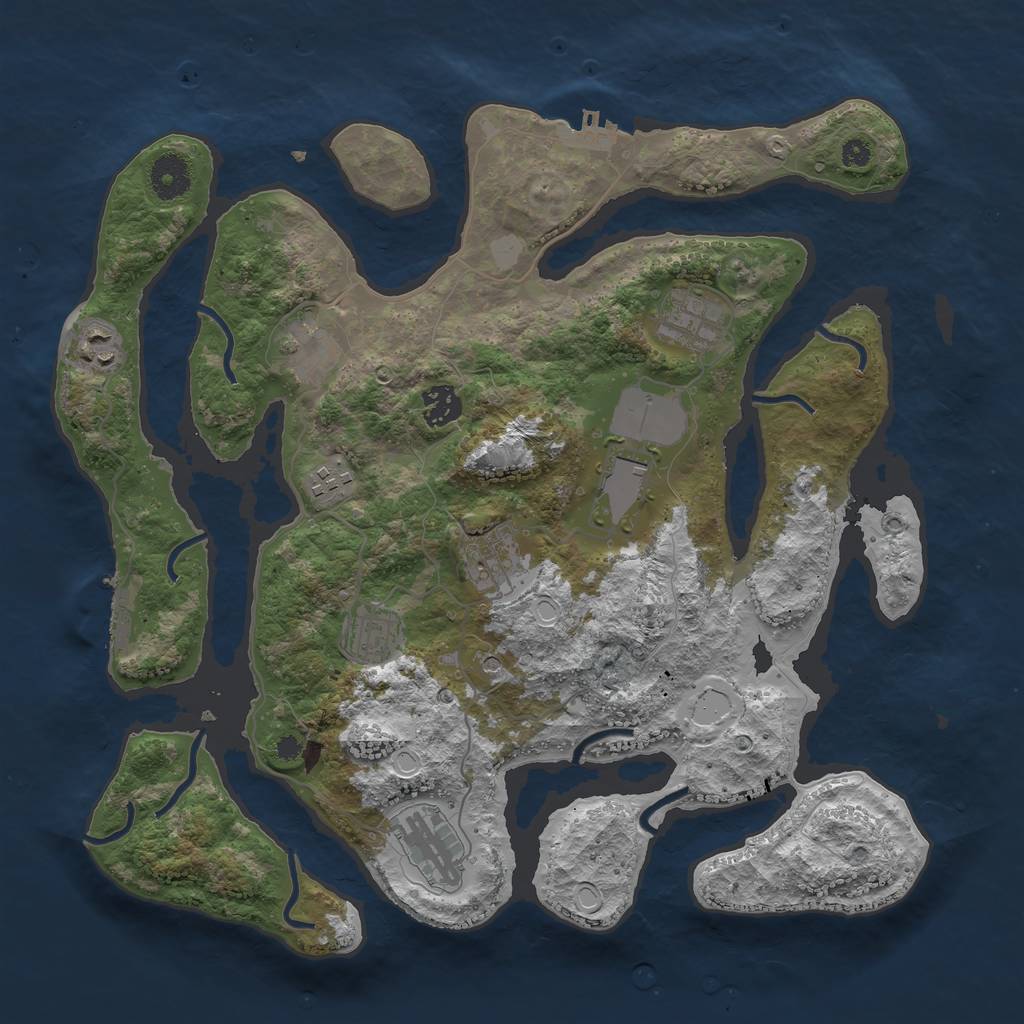 Rust Map: Procedural Map, Size: 3700, Seed: 131434108, 17 Monuments