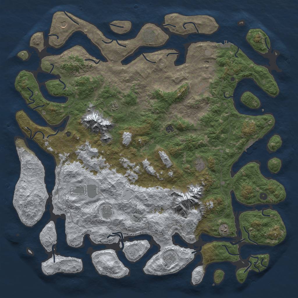 Rust Map: Procedural Map, Size: 6000, Seed: 1058241538, 20 Monuments