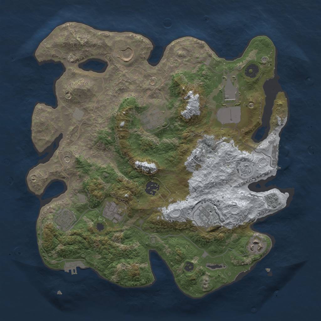 Rust Map: Procedural Map, Size: 3500, Seed: 1230836392, 18 Monuments