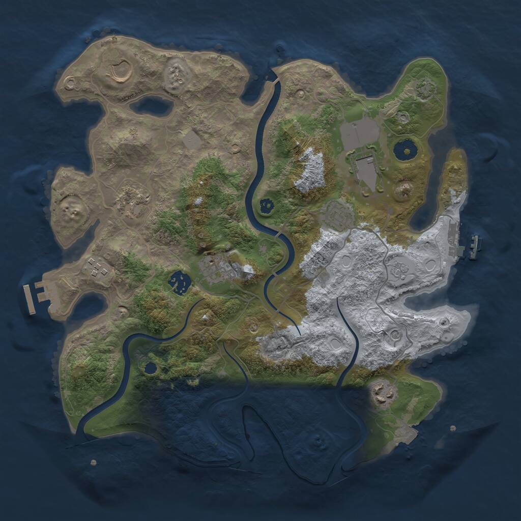 Rust Map: Procedural Map, Size: 3500, Seed: 1230836392, 14 Monuments