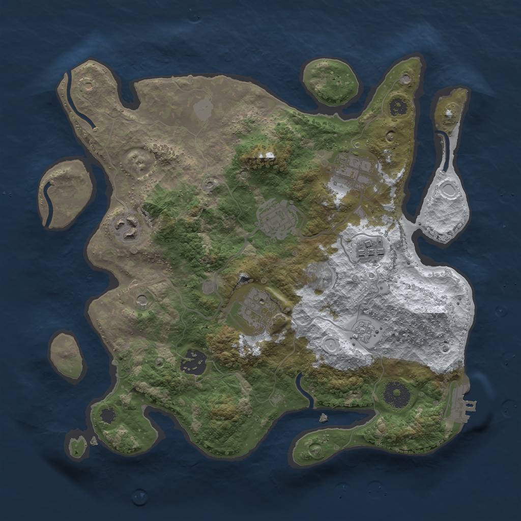 Rust Map: Procedural Map, Size: 3000, Seed: 385478, 14 Monuments