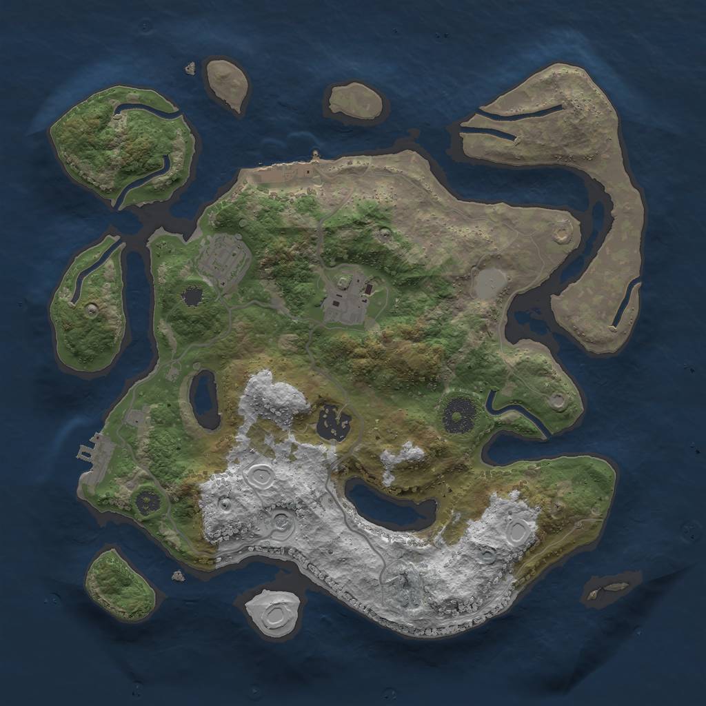 Rust Map: Procedural Map, Size: 3000, Seed: 725451113, 11 Monuments