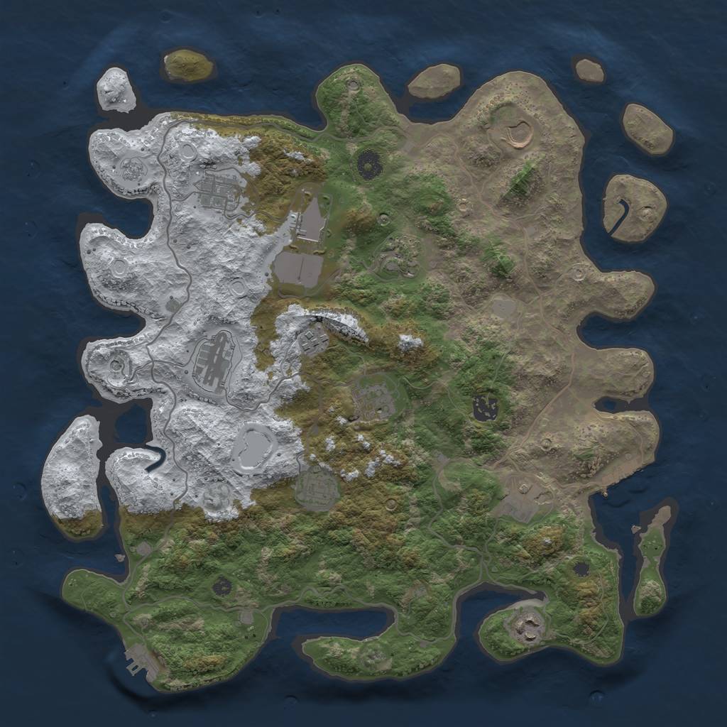 Rust Map: Procedural Map, Size: 4000, Seed: 258550, 20 Monuments
