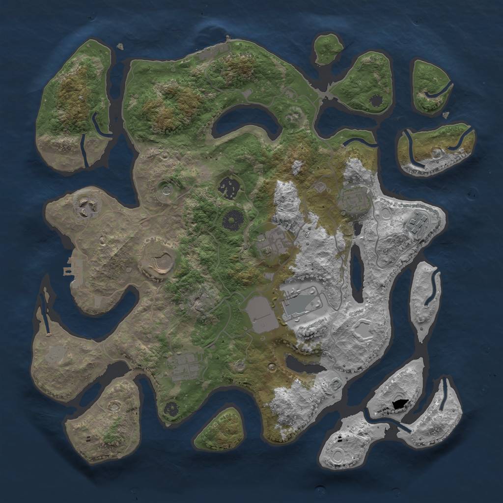 Rust Map: Procedural Map, Size: 3600, Seed: 1119975904, 16 Monuments