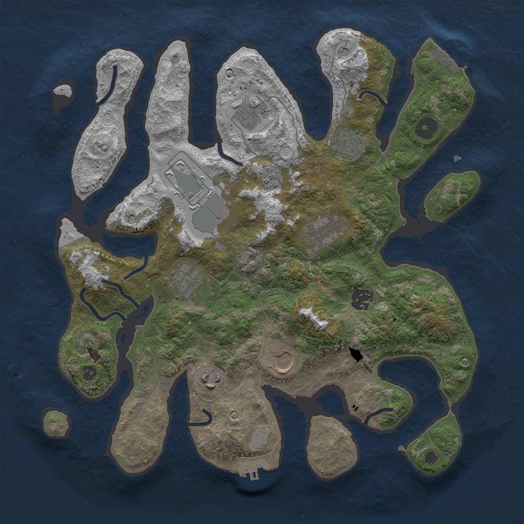 Rust Map: Procedural Map, Size: 3650, Seed: 1433052546, 17 Monuments