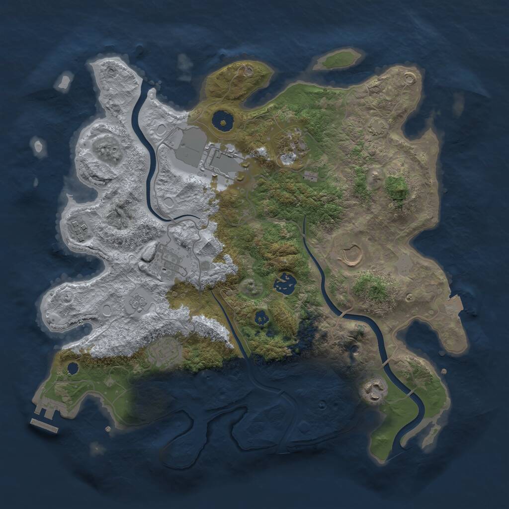 Rust Map: Procedural Map, Size: 3600, Seed: 214480243, 13 Monuments