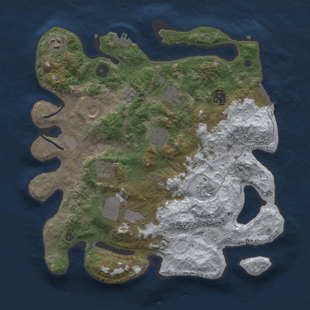 Rust Map: Procedural Map, Size: 3600, Seed: 2130598635, 18 Monuments