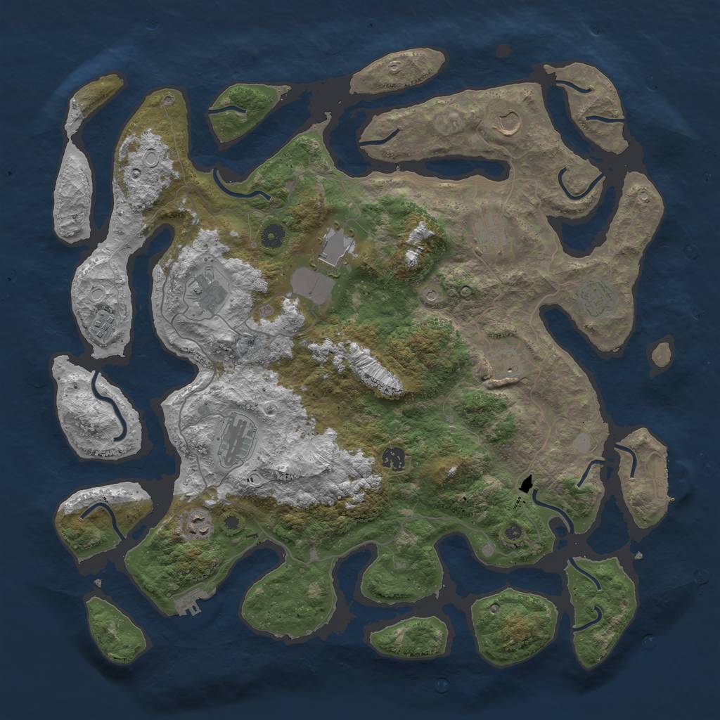 Rust Map: Procedural Map, Size: 4500, Seed: 395773417, 18 Monuments