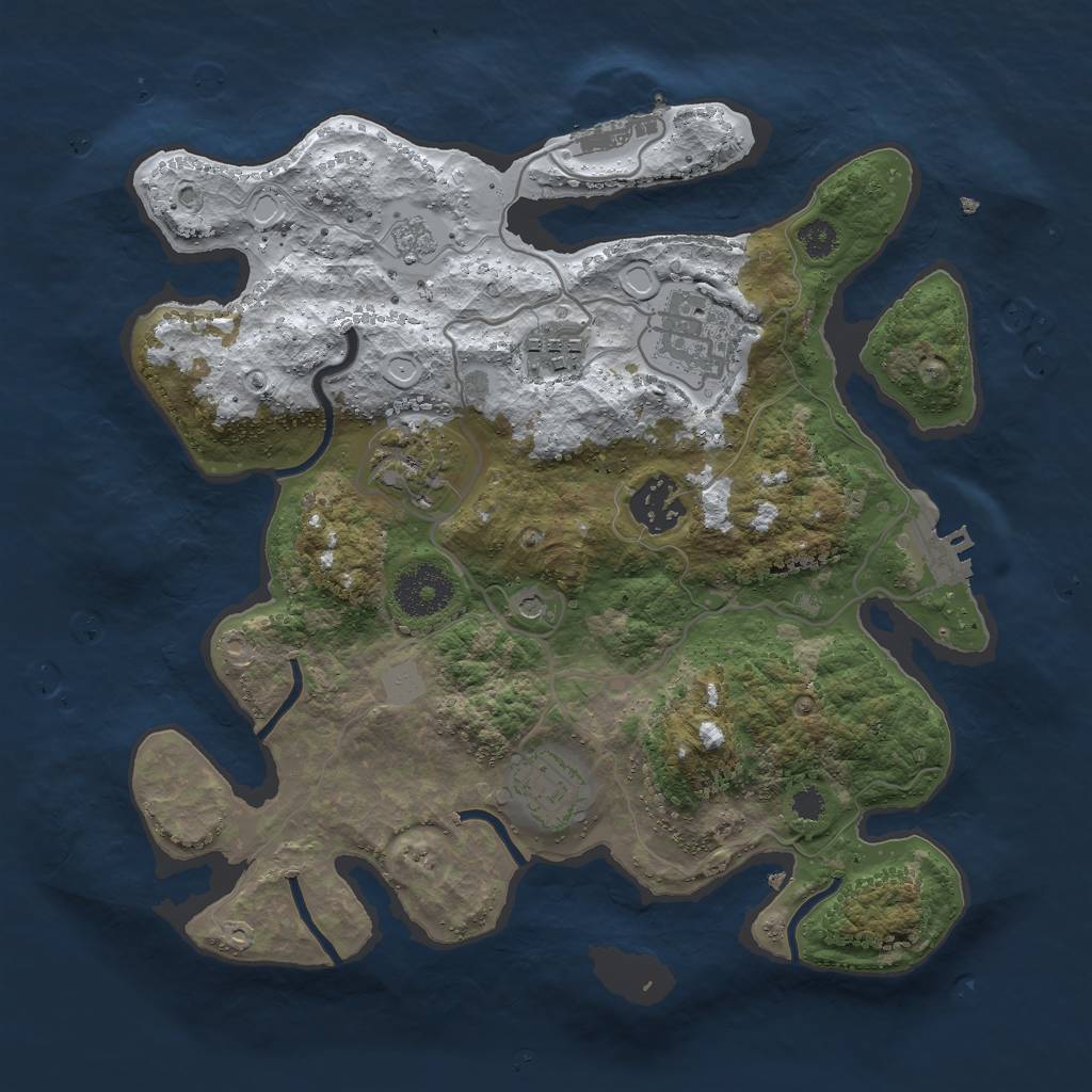 Rust Map: Procedural Map, Size: 3000, Seed: 444369605, 14 Monuments