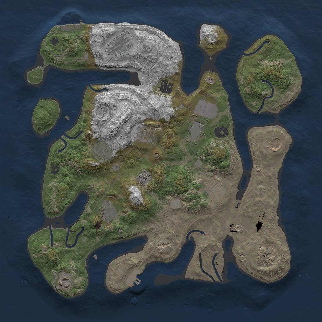 Rust Map: Procedural Map, Size: 3700, Seed: 587032, 19 Monuments