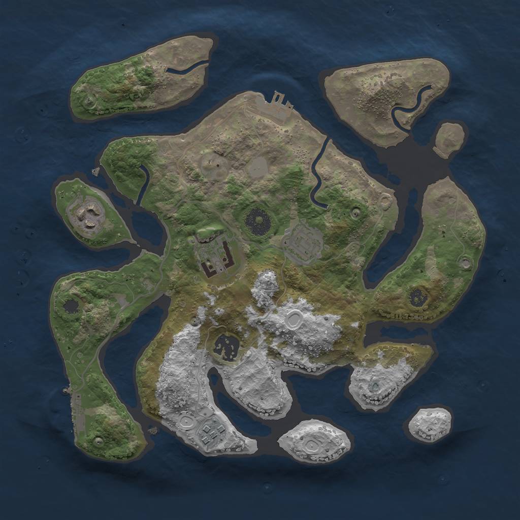 Rust Map: Procedural Map, Size: 3000, Seed: 1234675, 12 Monuments
