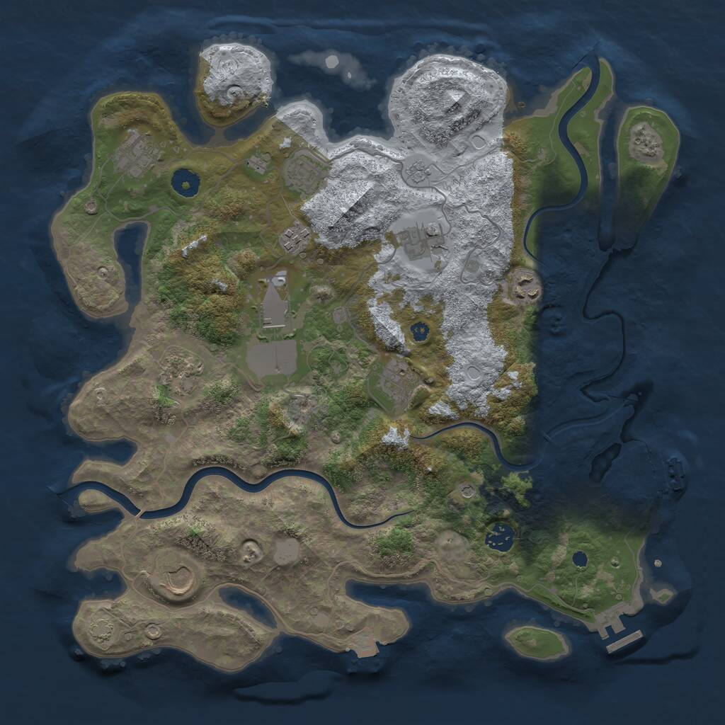 Rust Map: Procedural Map, Size: 3850, Seed: 950168266, 16 Monuments