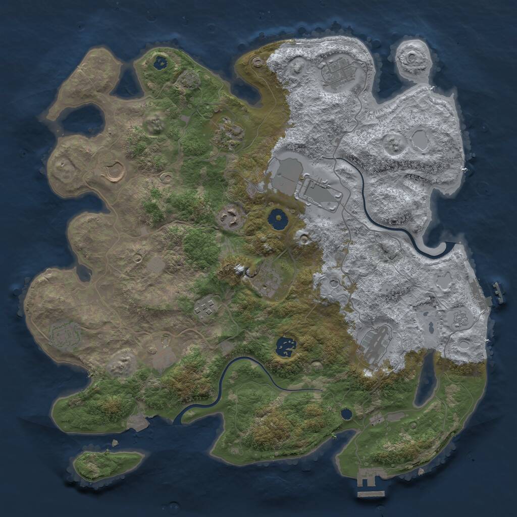 Rust Map: Procedural Map, Size: 3850, Seed: 2081335344, 17 Monuments