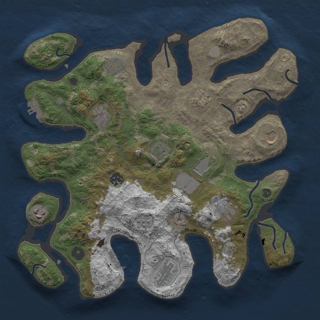 Rust Map: Procedural Map, Size: 3700, Seed: 555379383, 19 Monuments